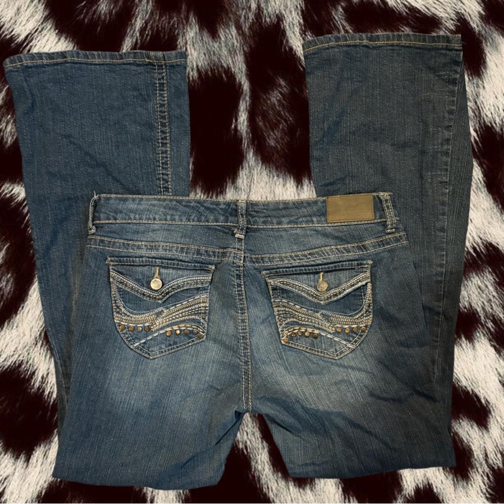 y2k low waist flare distressed jeans 💋